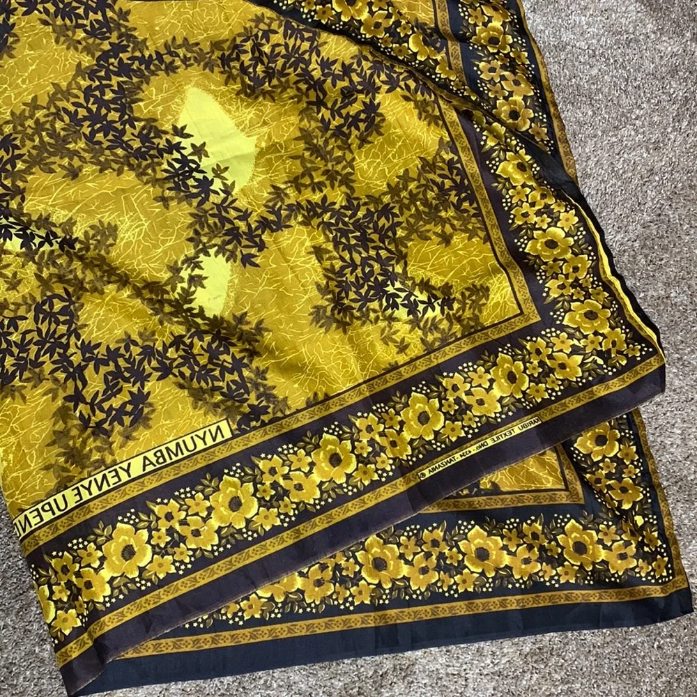 Karibu Textile | East African Wall Hang Tapestry | Orange Yellow Black Floral